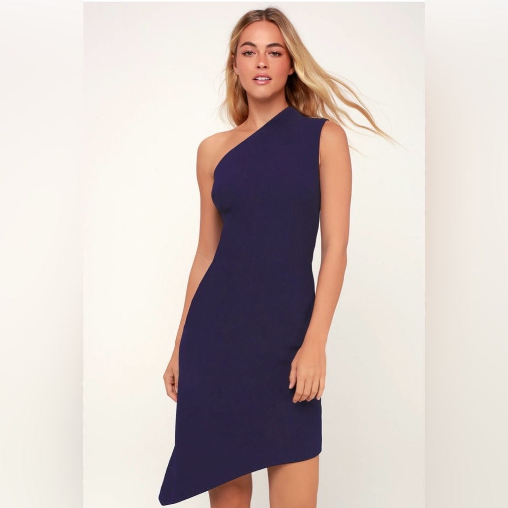 Navy One Shoulder Dress- Size M - new never worn!